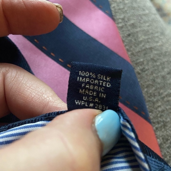 Hilfiger tie blue and pink 100% silk J5 - Picture 4 of 8